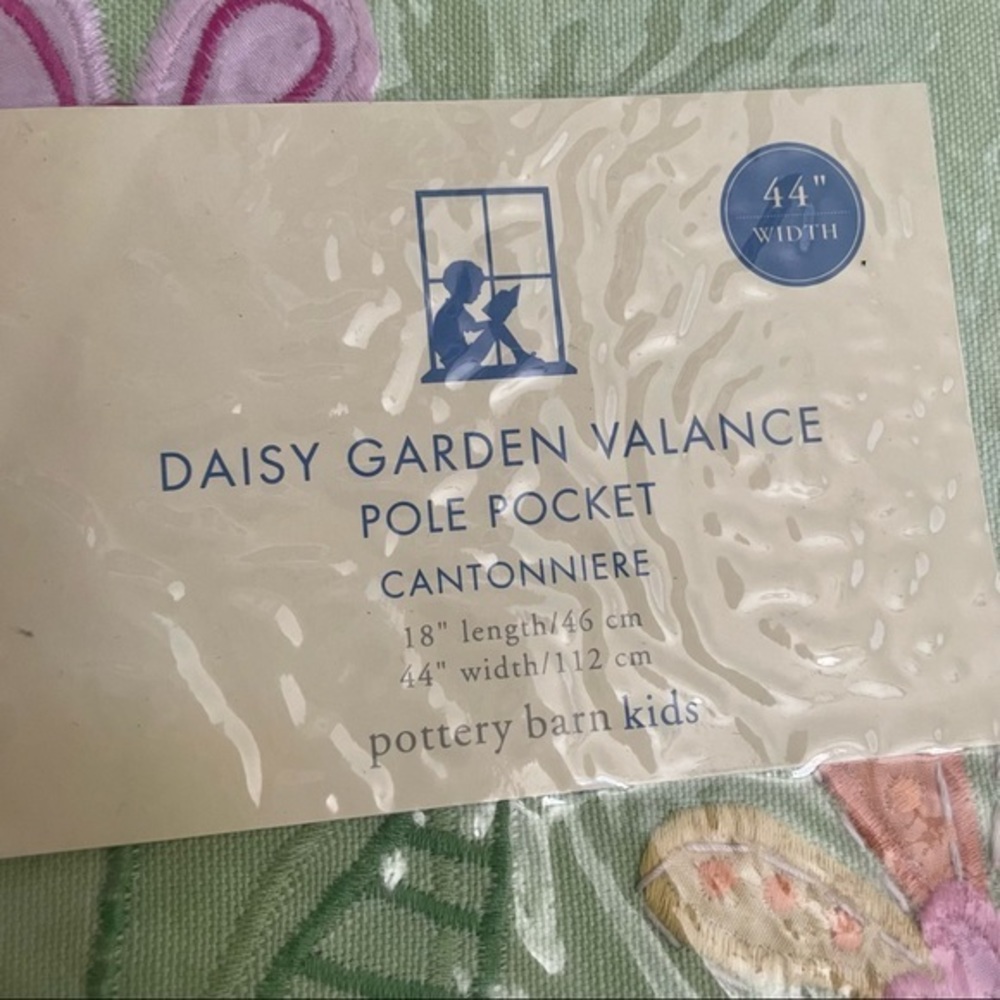 NEW Pottery barn kids Daisy Garden Valence pole pocket 44” - Picture 2 of 4